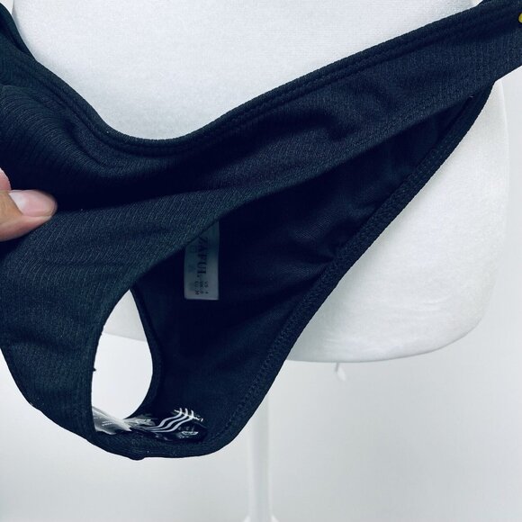 Zaful Bikini Size S Women’s Ruffle Swinsuit High Waist Side Tie Two Pieces Black - Picture 12 of 13